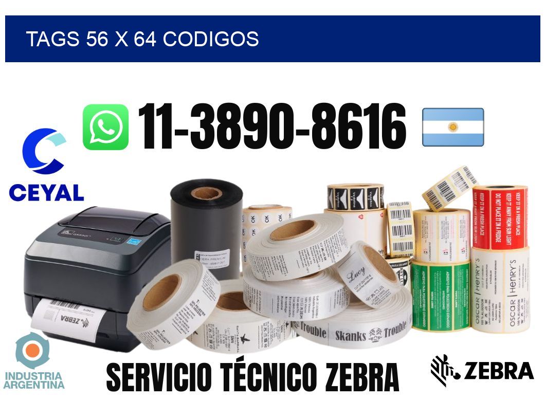 tags 56 x 64 codigos