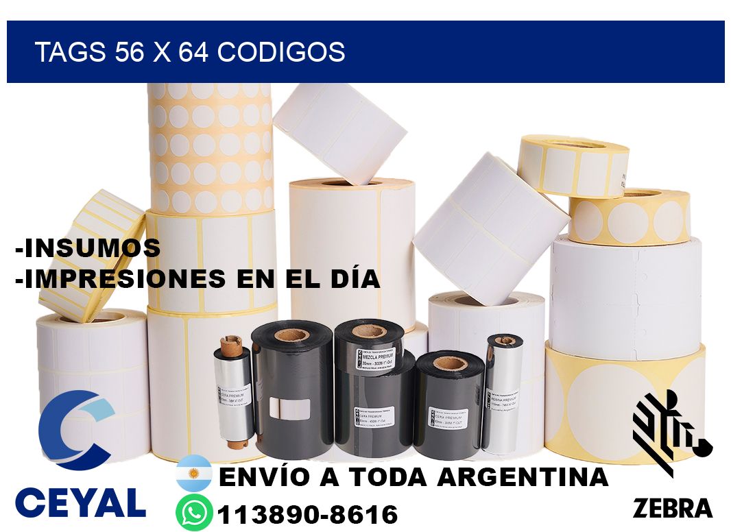 tags 56 x 64 codigos