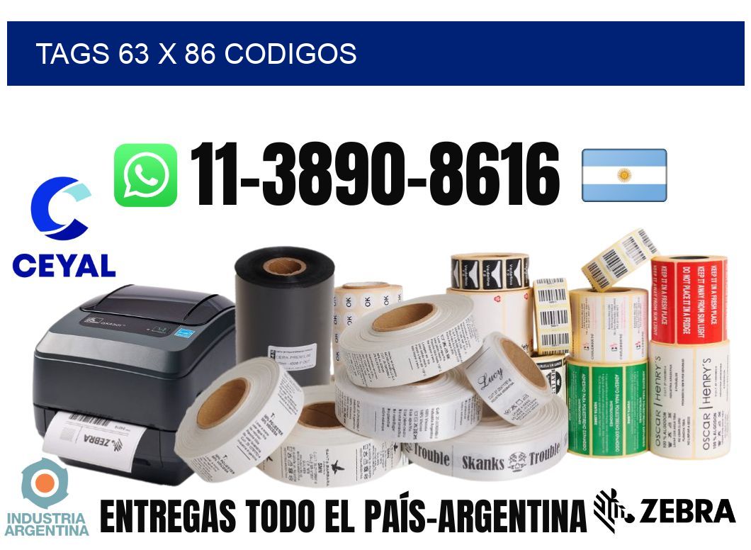 tags 63 x 86 codigos