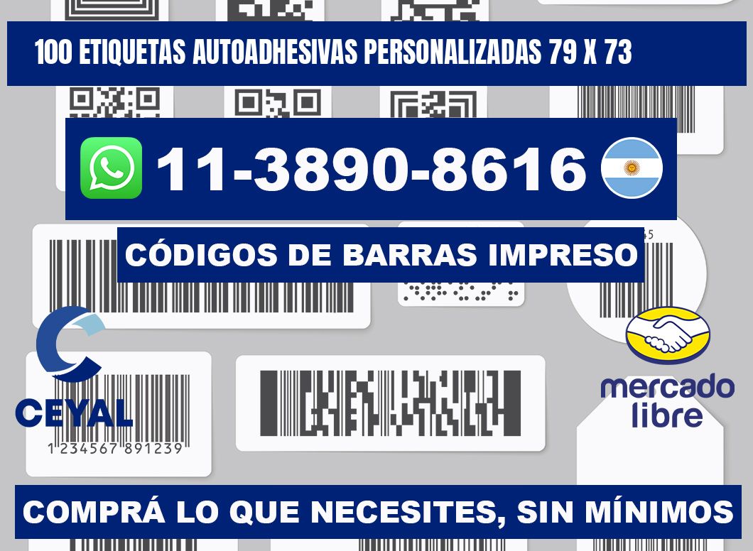100 Etiquetas autoadhesivas personalizadas 79 x 73