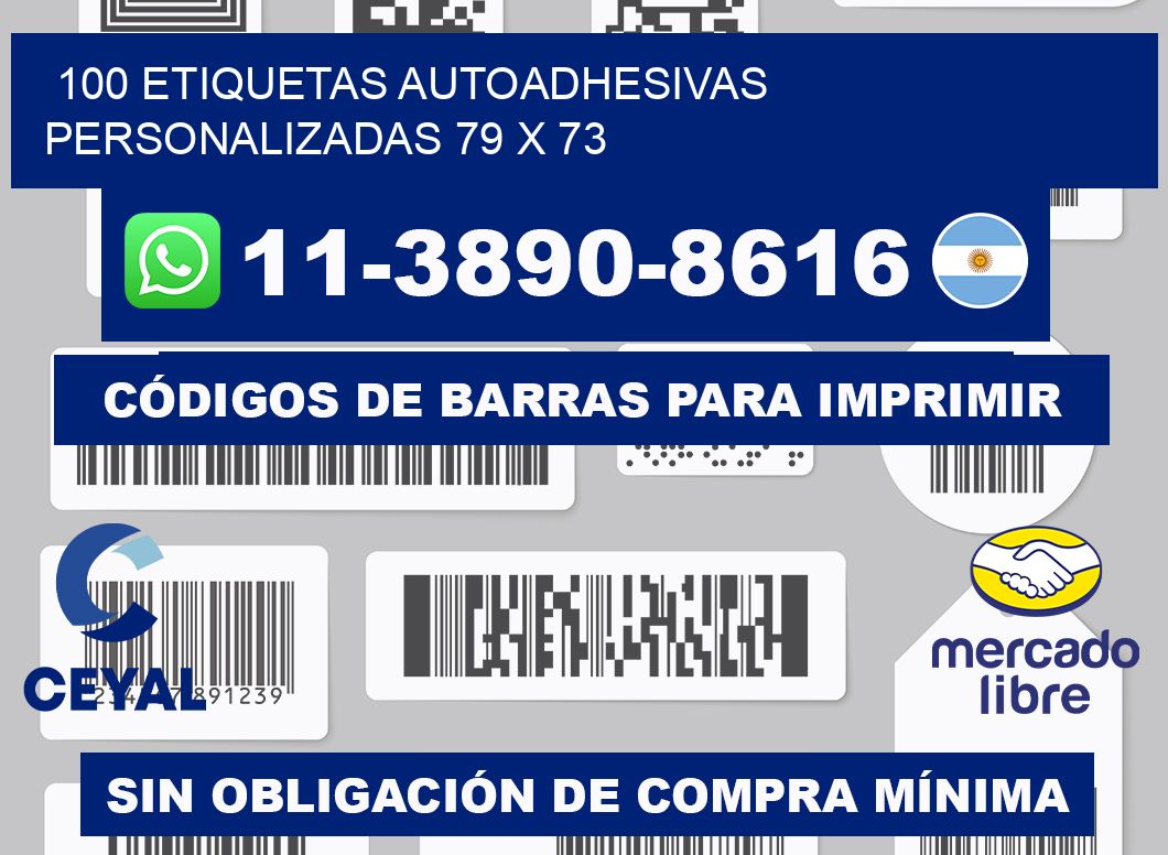 100 Etiquetas autoadhesivas personalizadas 79 x 73