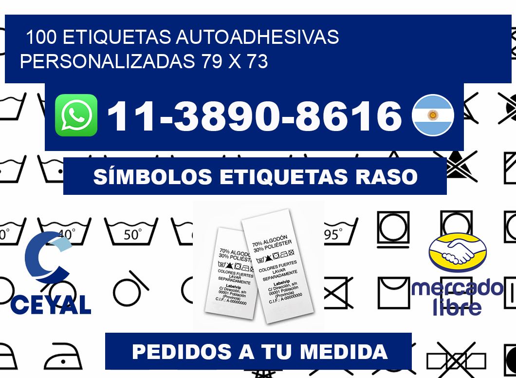 100 Etiquetas autoadhesivas personalizadas 79 x 73