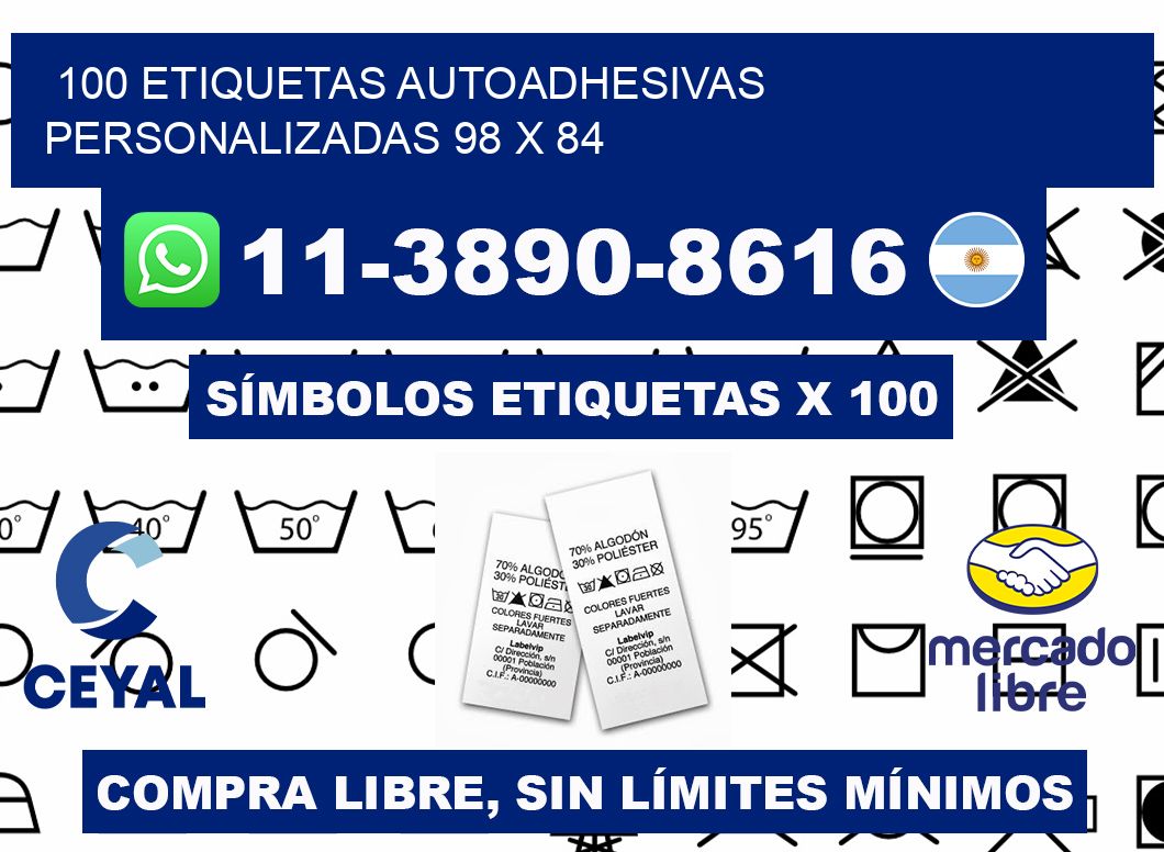 100 Etiquetas autoadhesivas personalizadas 98 x 84