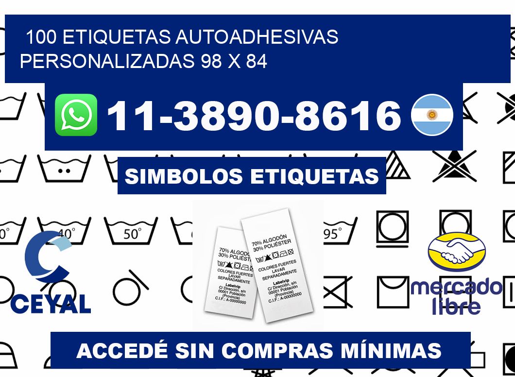 100 Etiquetas autoadhesivas personalizadas 98 x 84