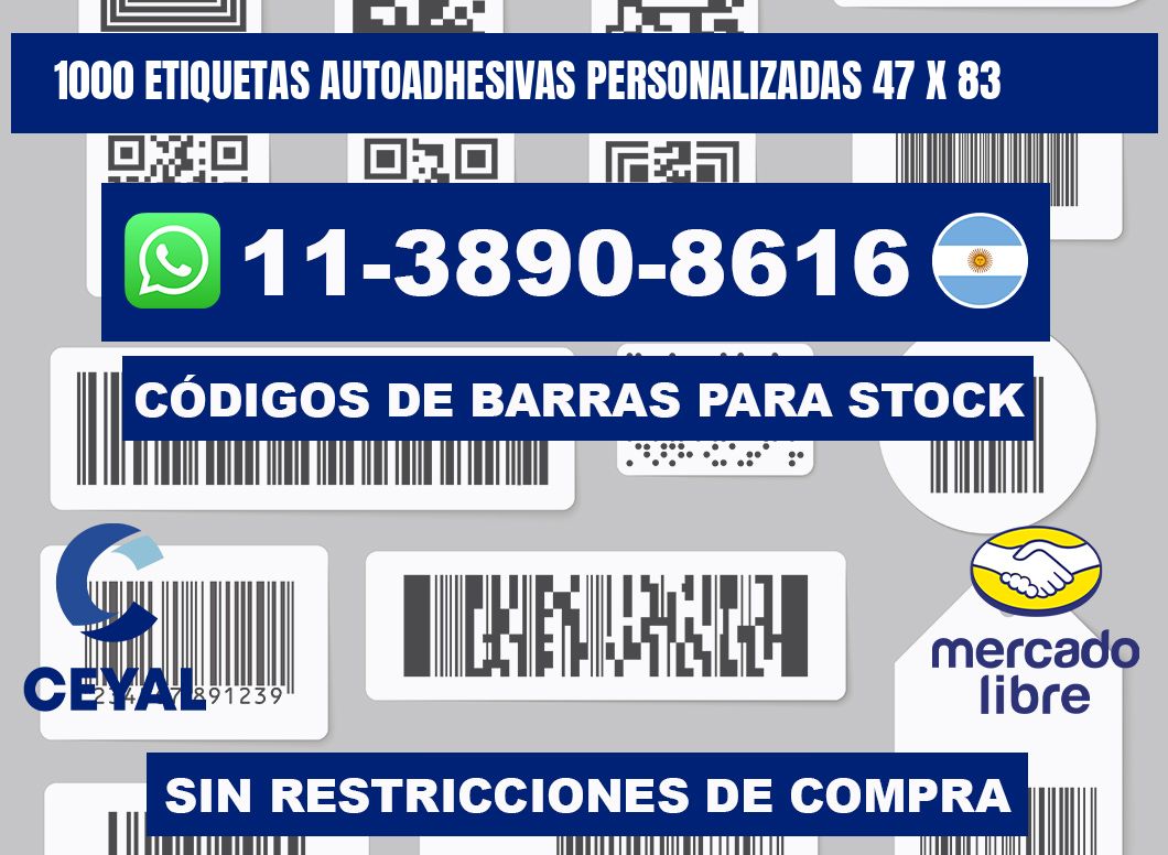 1000 Etiquetas autoadhesivas personalizadas 47 x 83