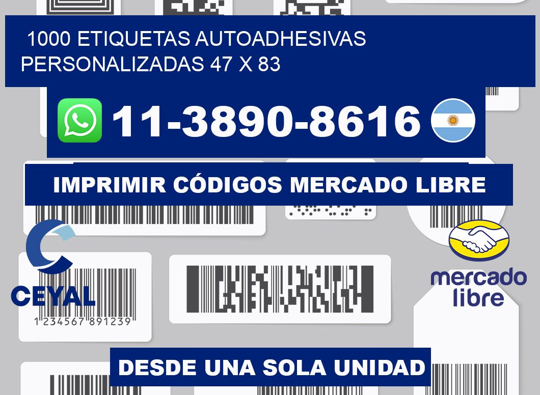 1000 Etiquetas autoadhesivas personalizadas 47 x 83