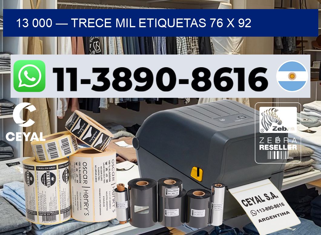 13 000 — trece mil etiquetas 76 x 92
