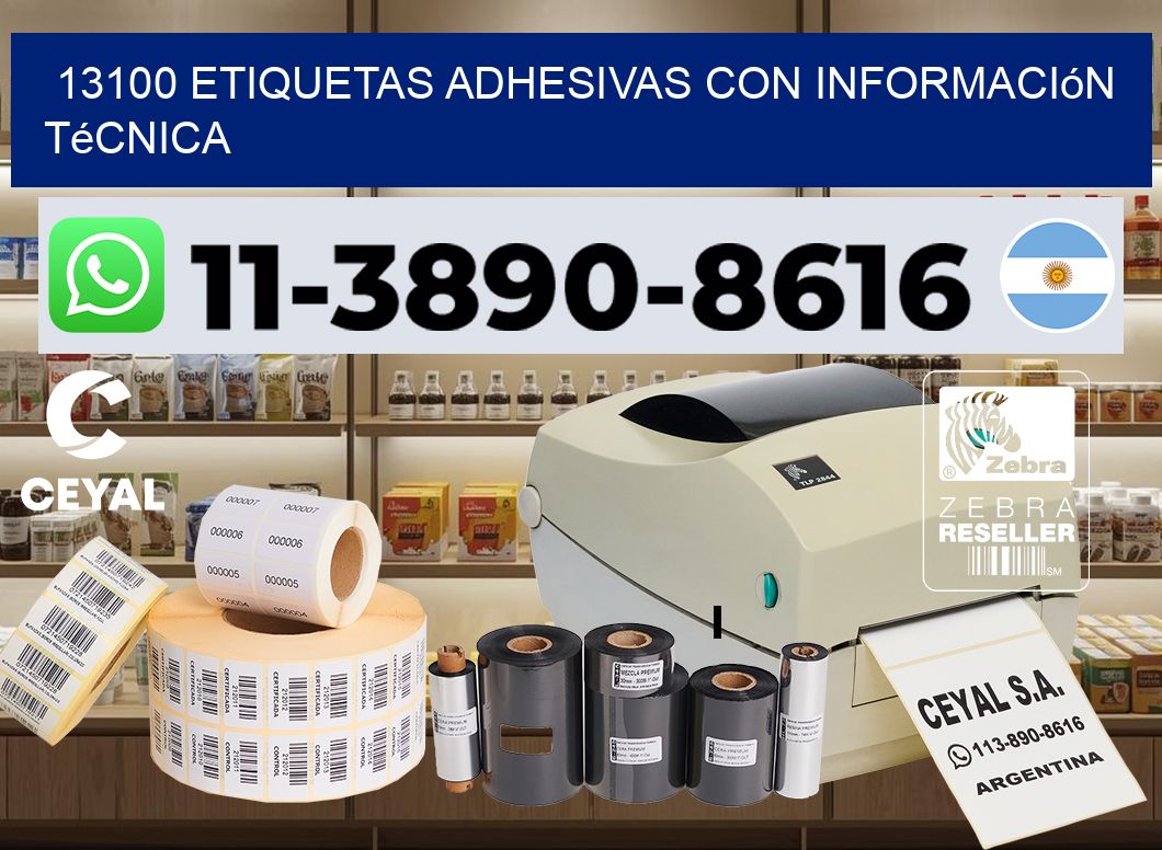 13100 Etiquetas adhesivas con información técnica
