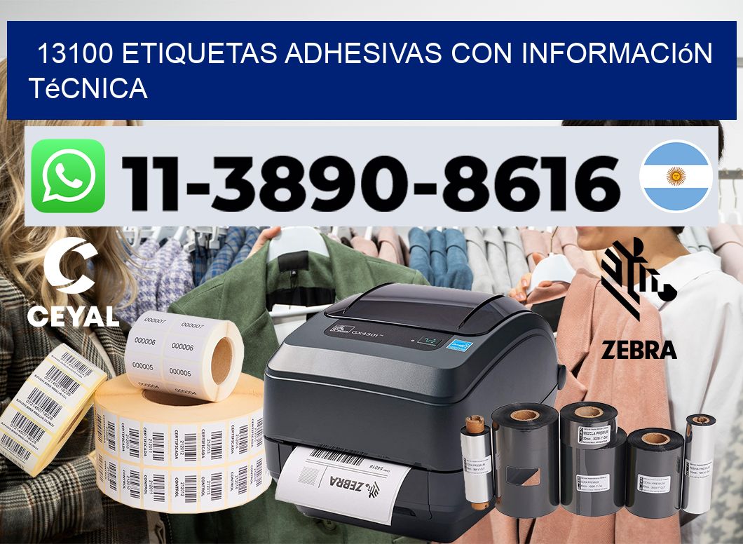 13100 Etiquetas adhesivas con información técnica