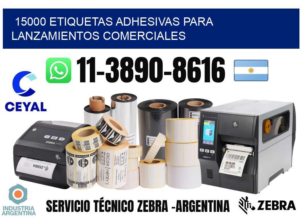 15000 Etiquetas adhesivas para lanzamientos comerciales