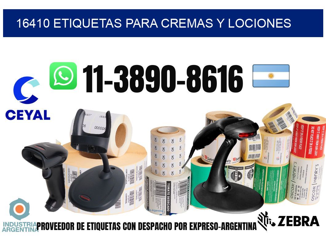 16410 Etiquetas para cremas y lociones