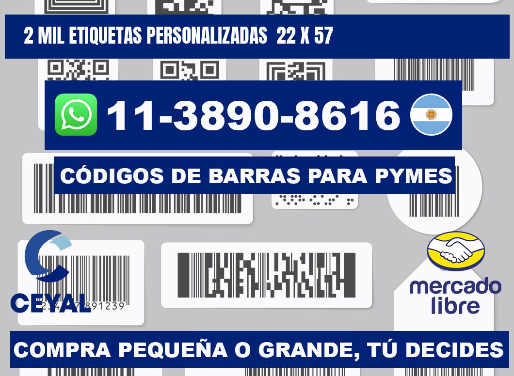 2 mil etiquetas personalizadas  22 x 57