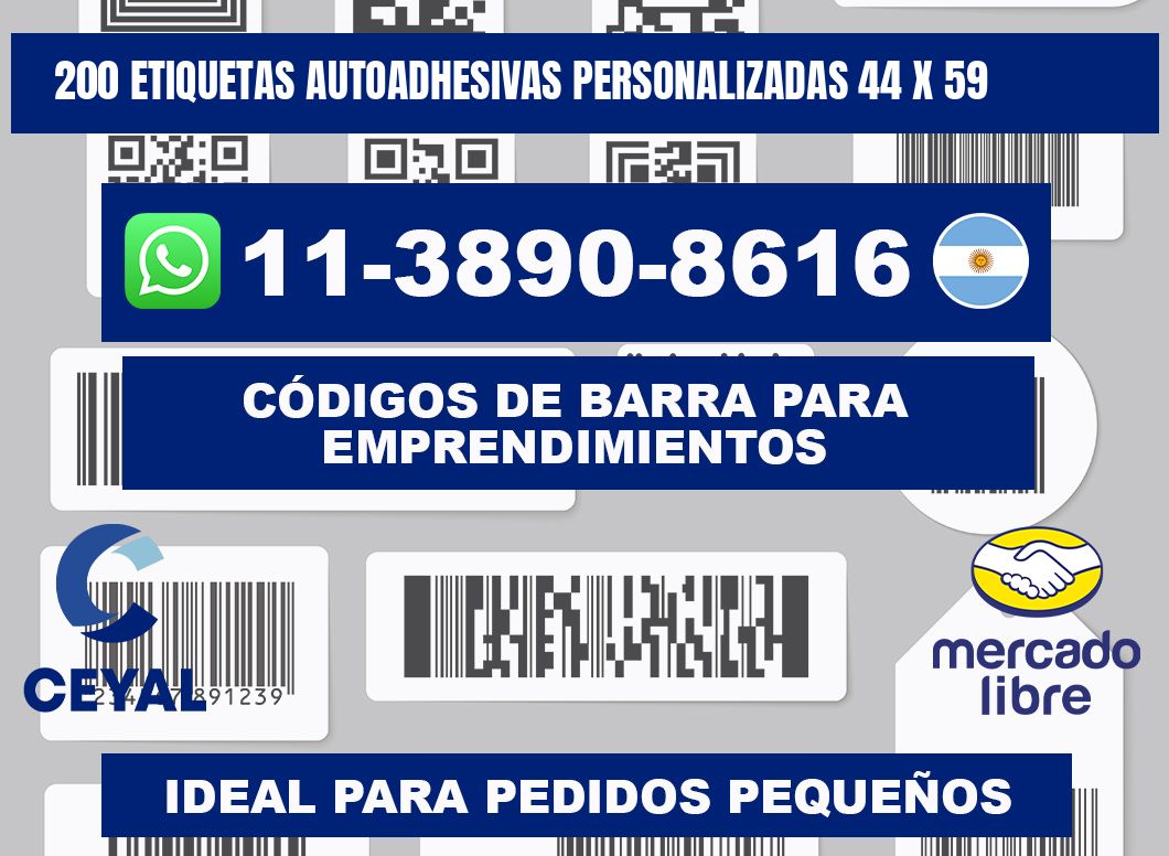 200 Etiquetas autoadhesivas personalizadas 44 x 59