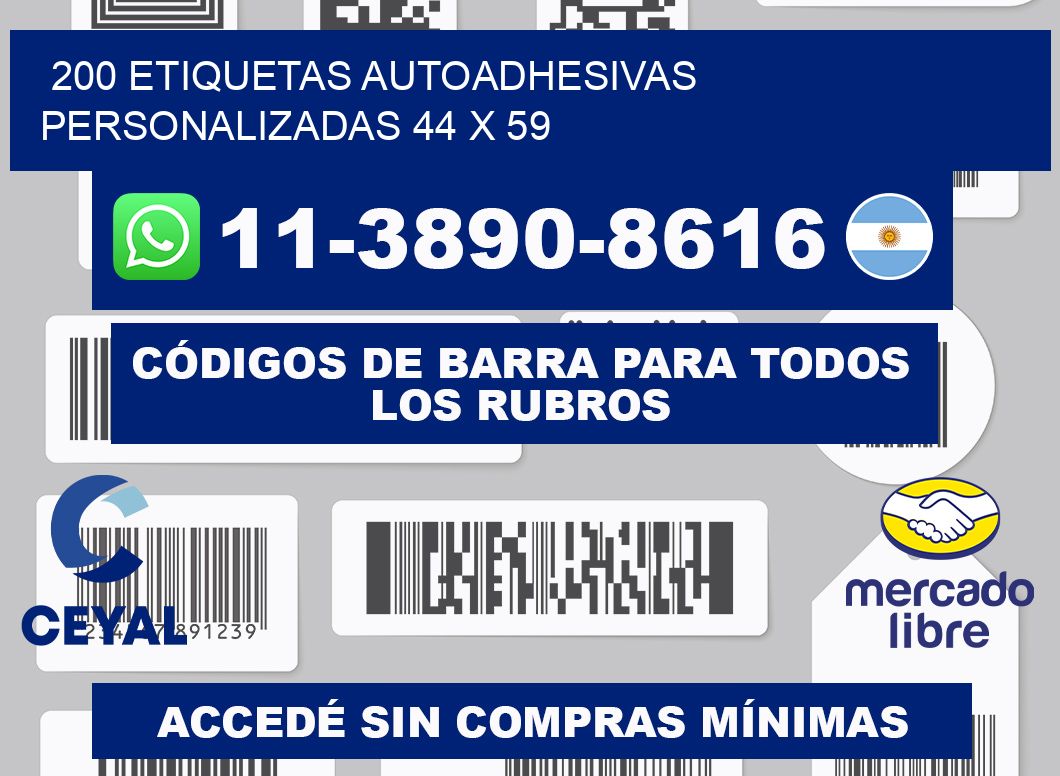 200 Etiquetas autoadhesivas personalizadas 44 x 59