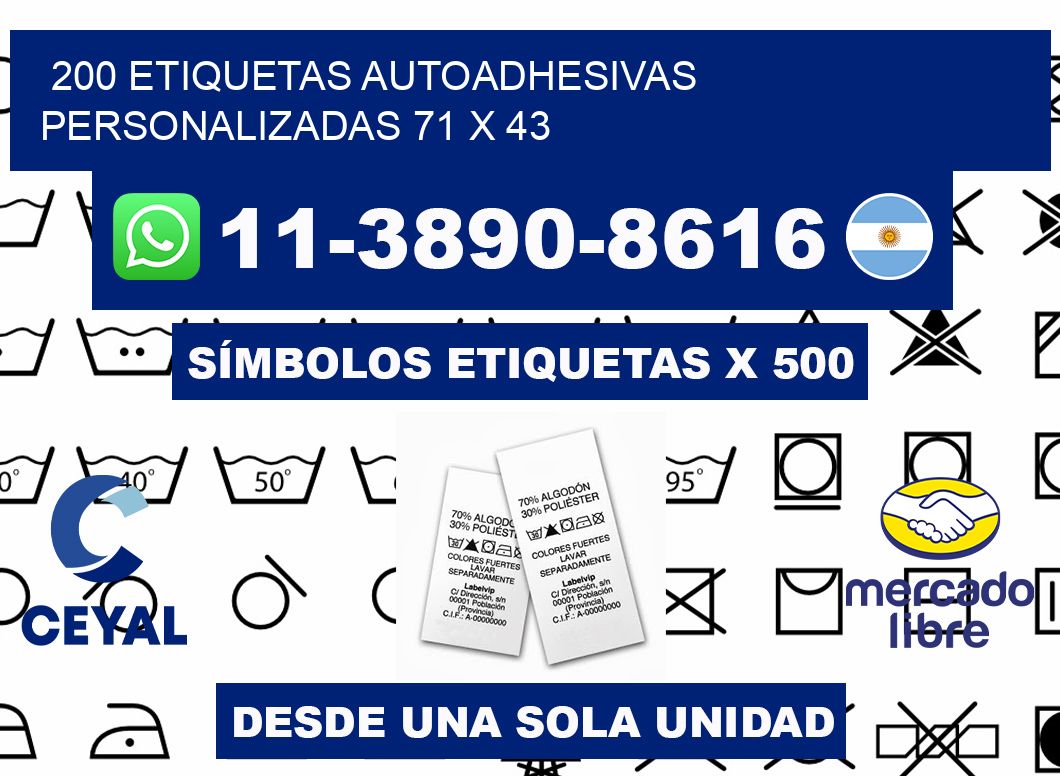 200 Etiquetas autoadhesivas personalizadas 71 x 43