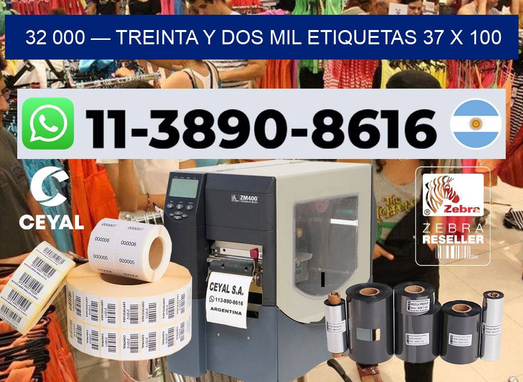 32 000 — treinta y dos mil etiquetas 37 x 100