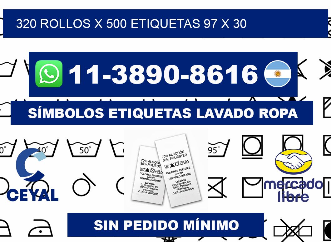 320 rollos x 500 etiquetas 97 x 30