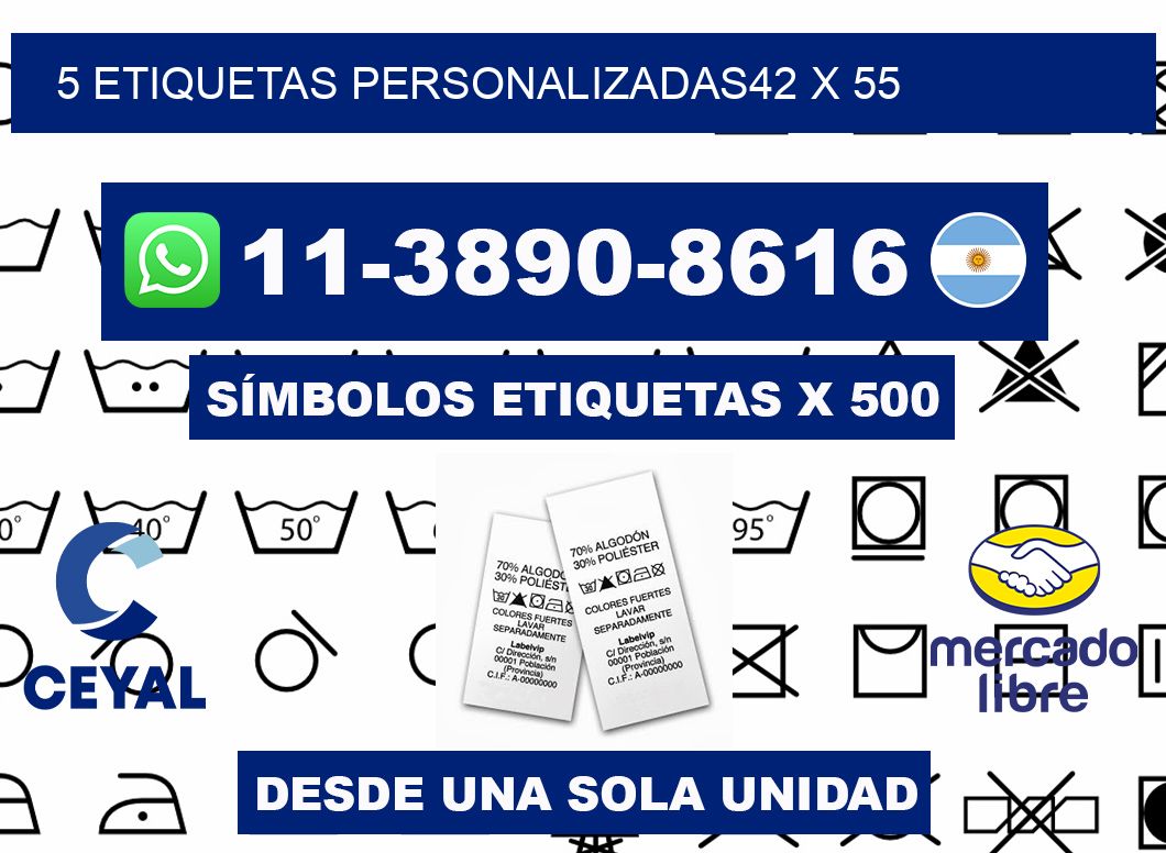 5 ETIQUETAS PERSONALIZADAS42 x 55