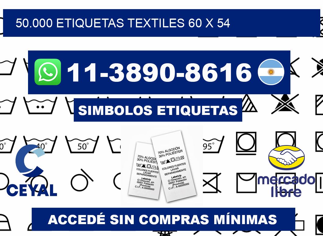50.000 ETIQUETAS TEXTILES 60 x 54