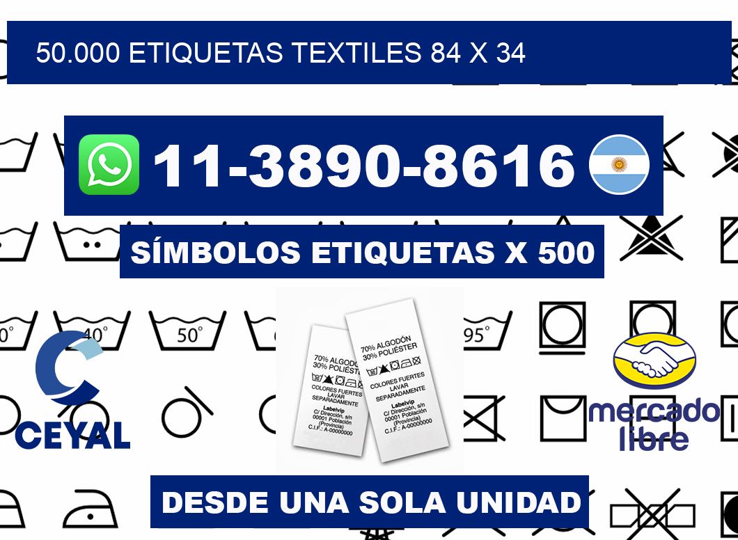 50.000 ETIQUETAS TEXTILES 84 x 34