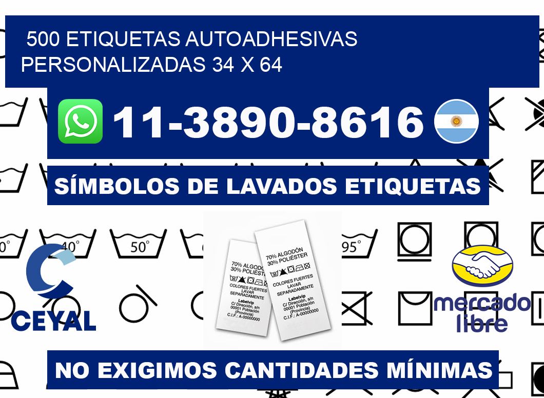 500 Etiquetas autoadhesivas personalizadas 34 x 64