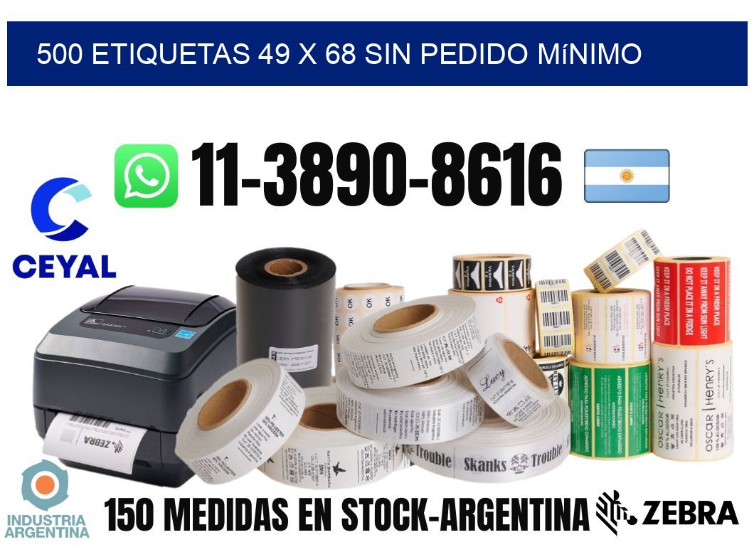 500 etiquetas 49 x 68 Sin pedido mínimo