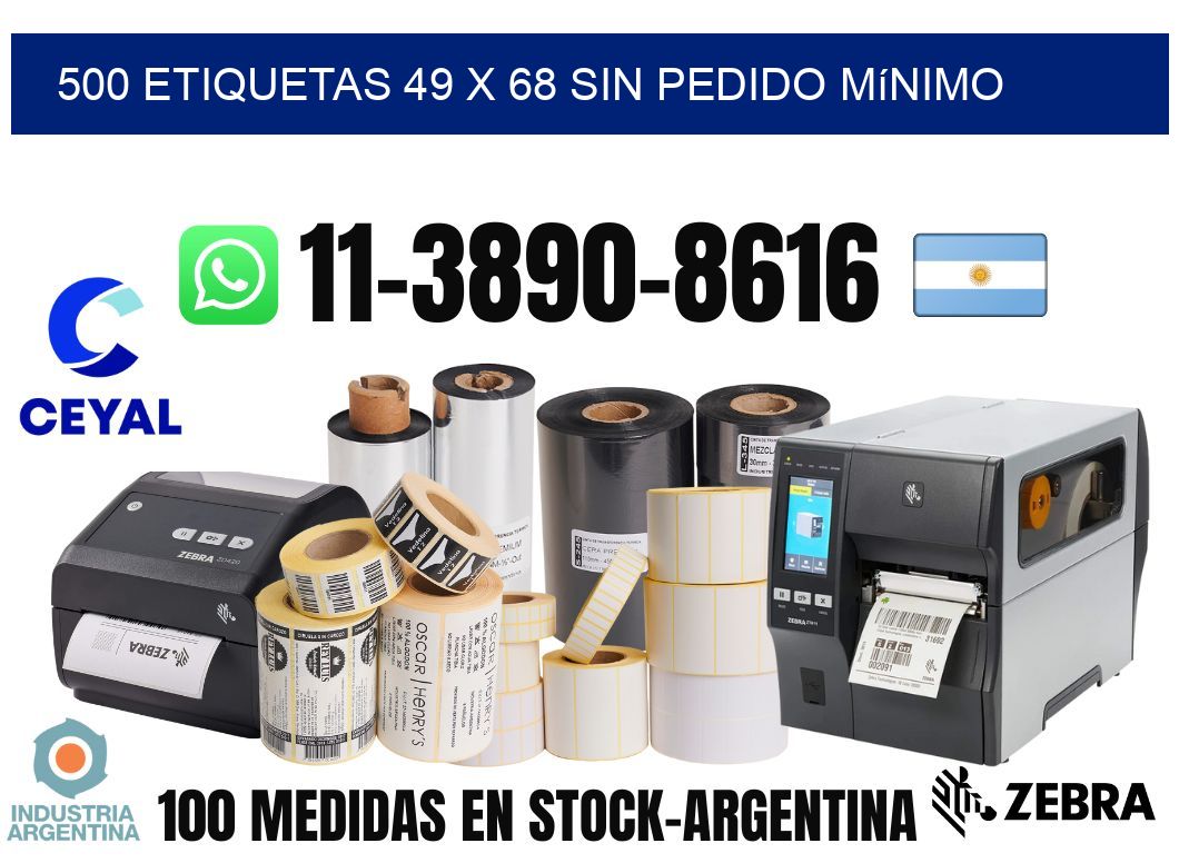 500 etiquetas 49 x 68 Sin pedido mínimo
