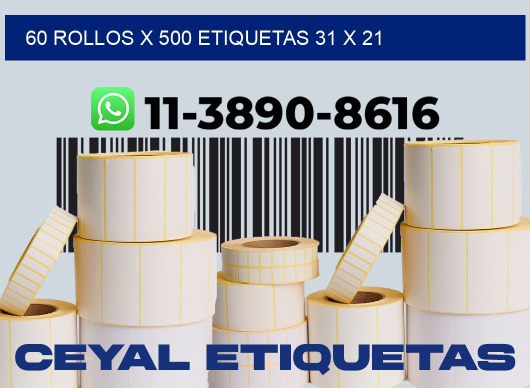 60 rollos x 500 etiquetas 31 x 21