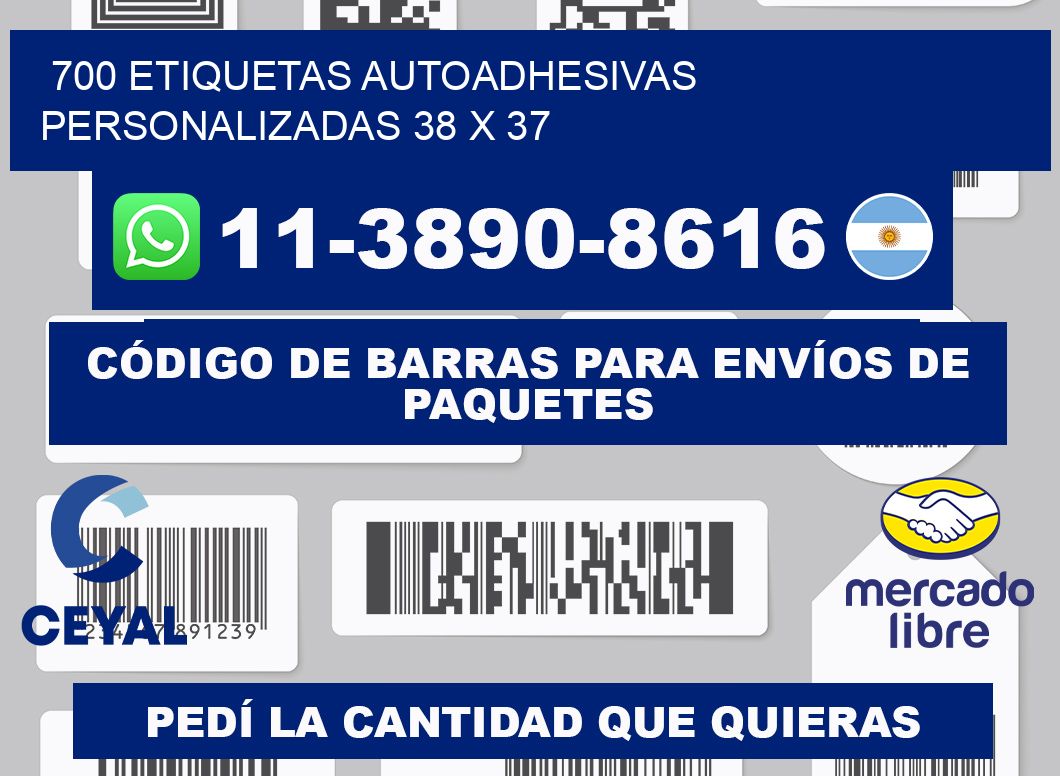 700 Etiquetas autoadhesivas personalizadas 38 x 37