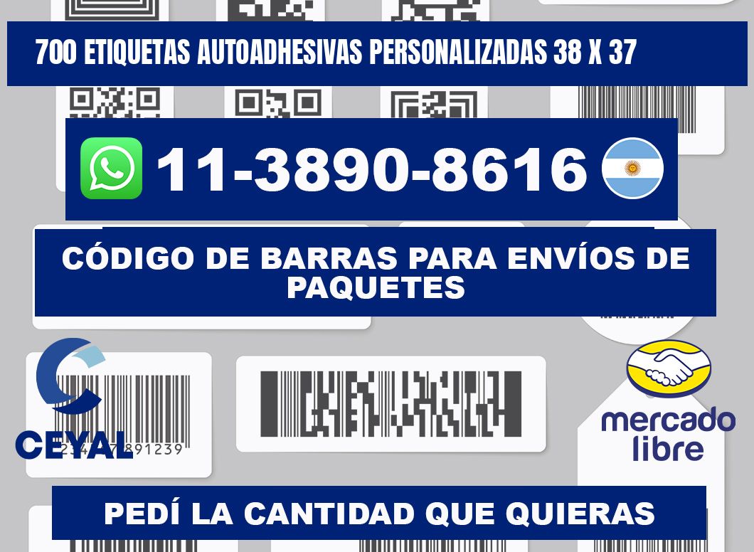 700 Etiquetas autoadhesivas personalizadas 38 x 37