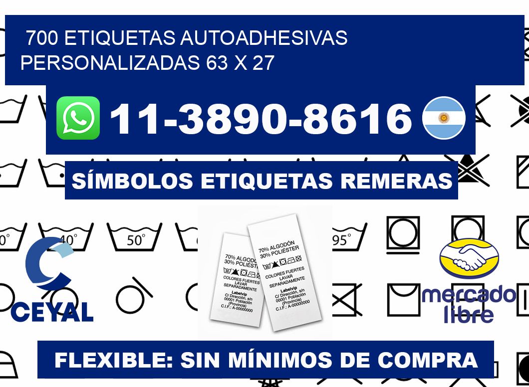 700 Etiquetas autoadhesivas personalizadas 63 x 27