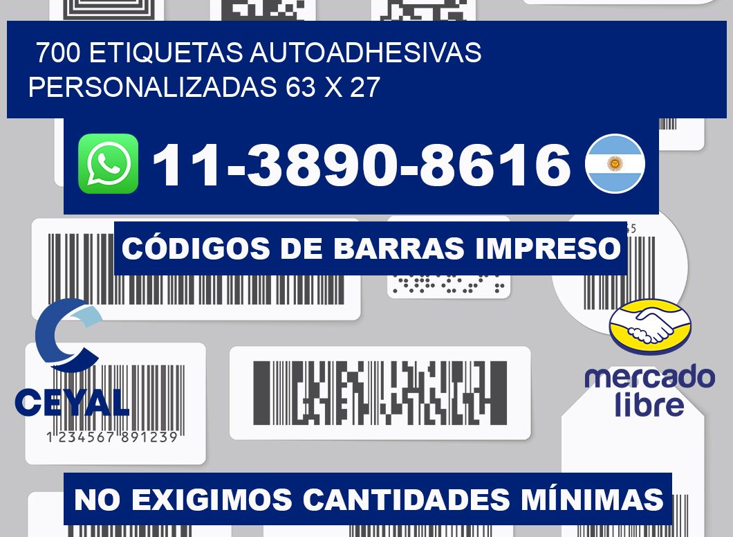 700 Etiquetas autoadhesivas personalizadas 63 x 27