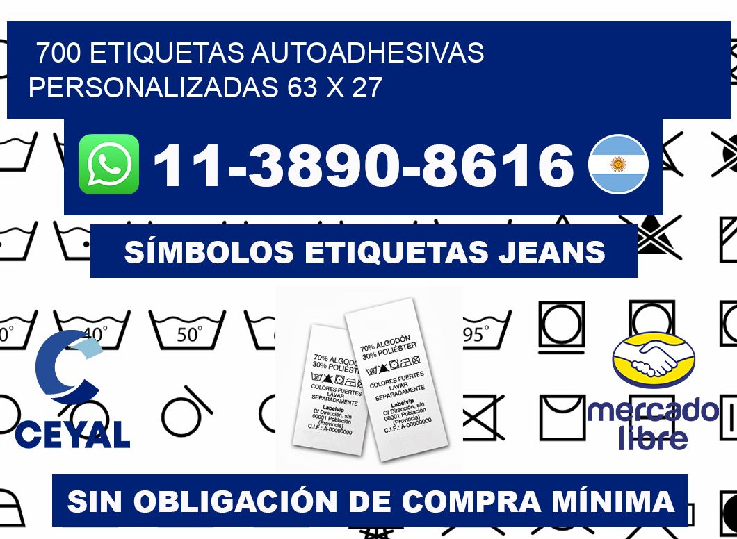 700 Etiquetas autoadhesivas personalizadas 63 x 27
