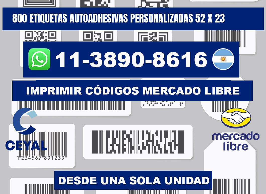 800 Etiquetas autoadhesivas personalizadas 52 x 23