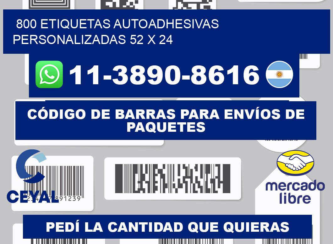 800 Etiquetas autoadhesivas personalizadas 52 x 24