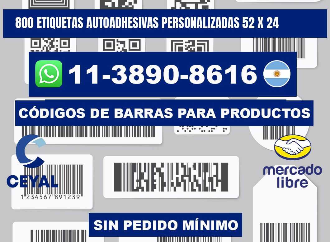 800 Etiquetas autoadhesivas personalizadas 52 x 24