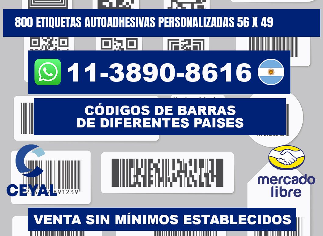 800 Etiquetas autoadhesivas personalizadas 56 x 49