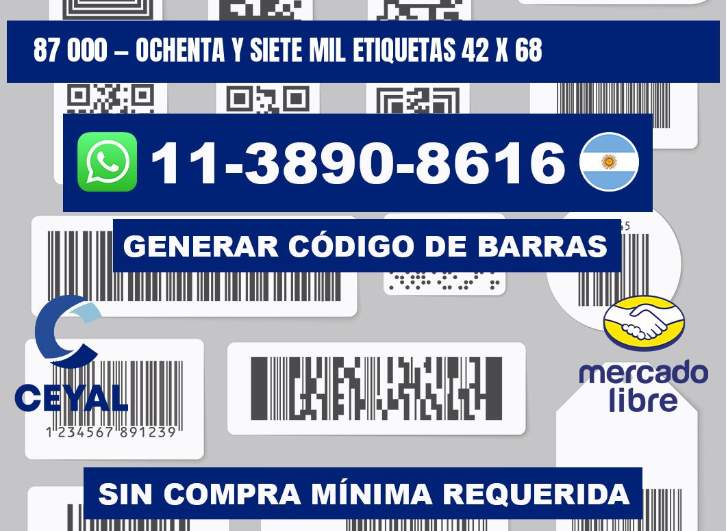 87 000 — ochenta y siete mil etiquetas 42 x 68