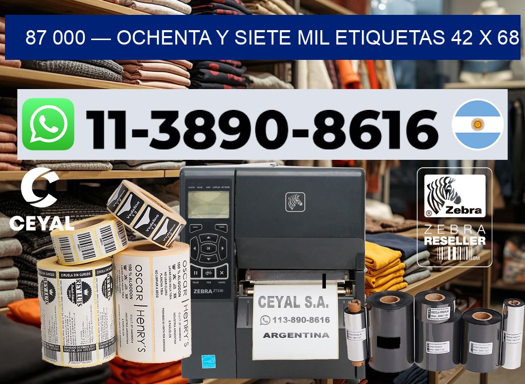 87 000 — ochenta y siete mil etiquetas 42 x 68