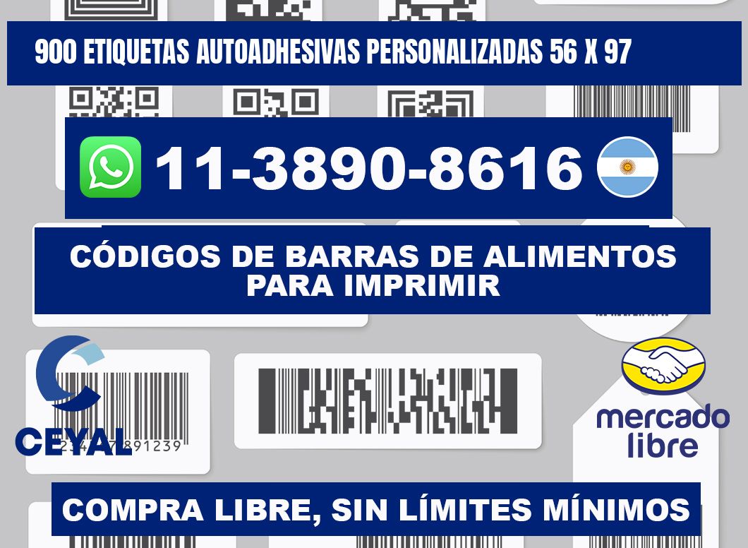 900 Etiquetas autoadhesivas personalizadas 56 x 97