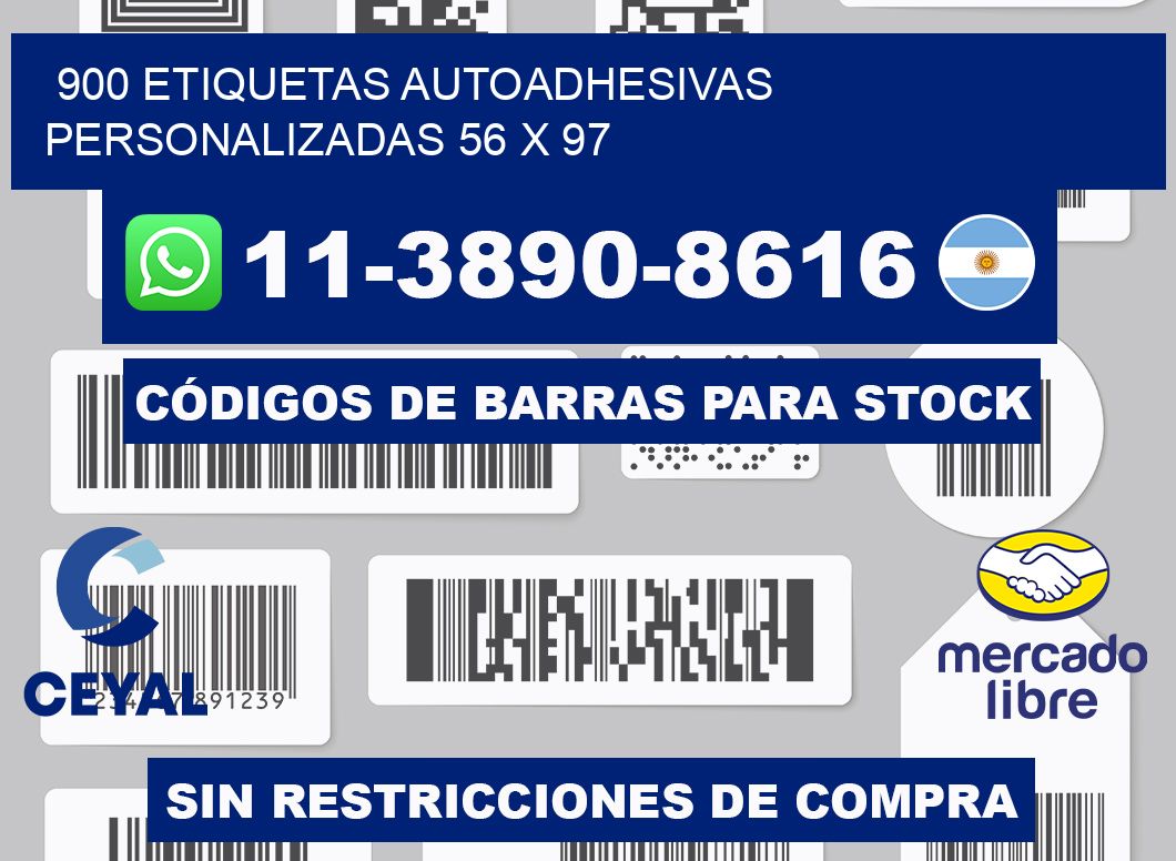 900 Etiquetas autoadhesivas personalizadas 56 x 97