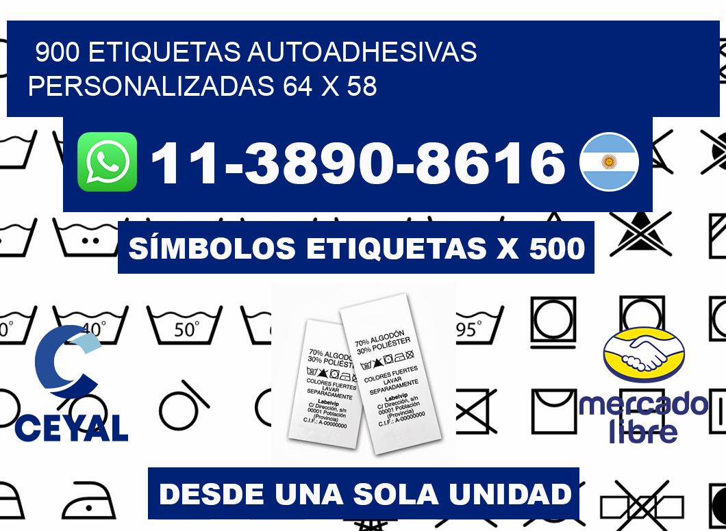 900 Etiquetas autoadhesivas personalizadas 64 x 58