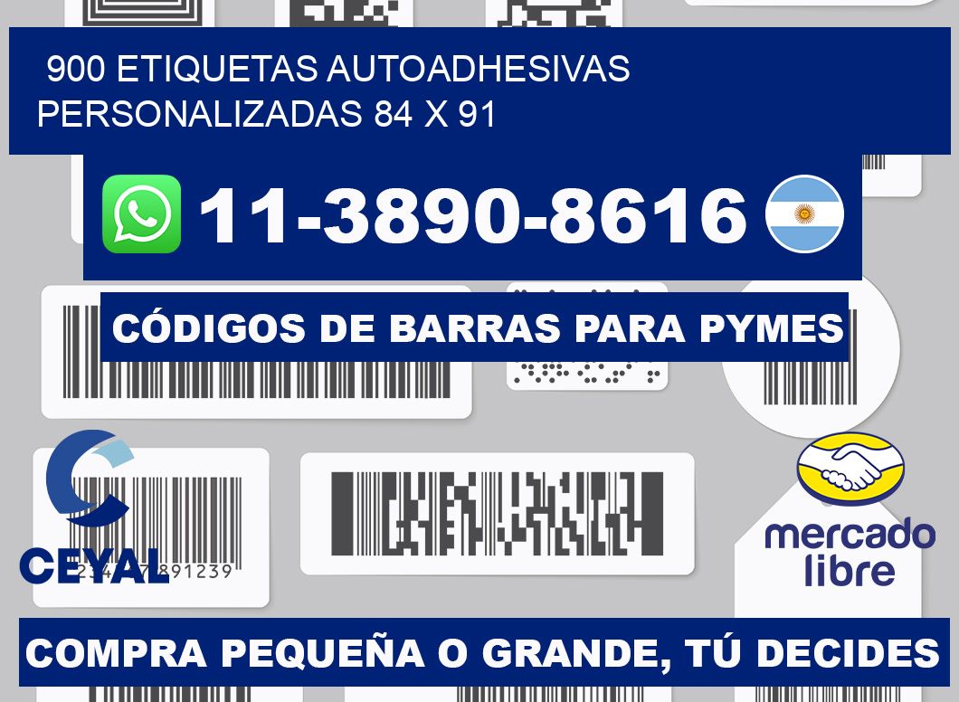 900 Etiquetas autoadhesivas personalizadas 84 x 91