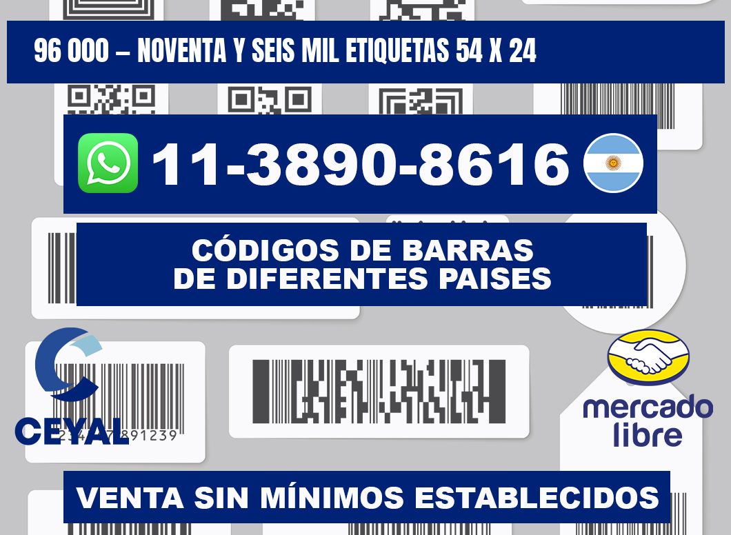96 000 — noventa y seis mil etiquetas 54 x 24