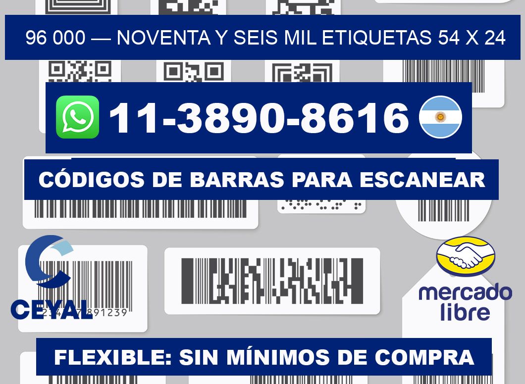 96 000 — noventa y seis mil etiquetas 54 x 24