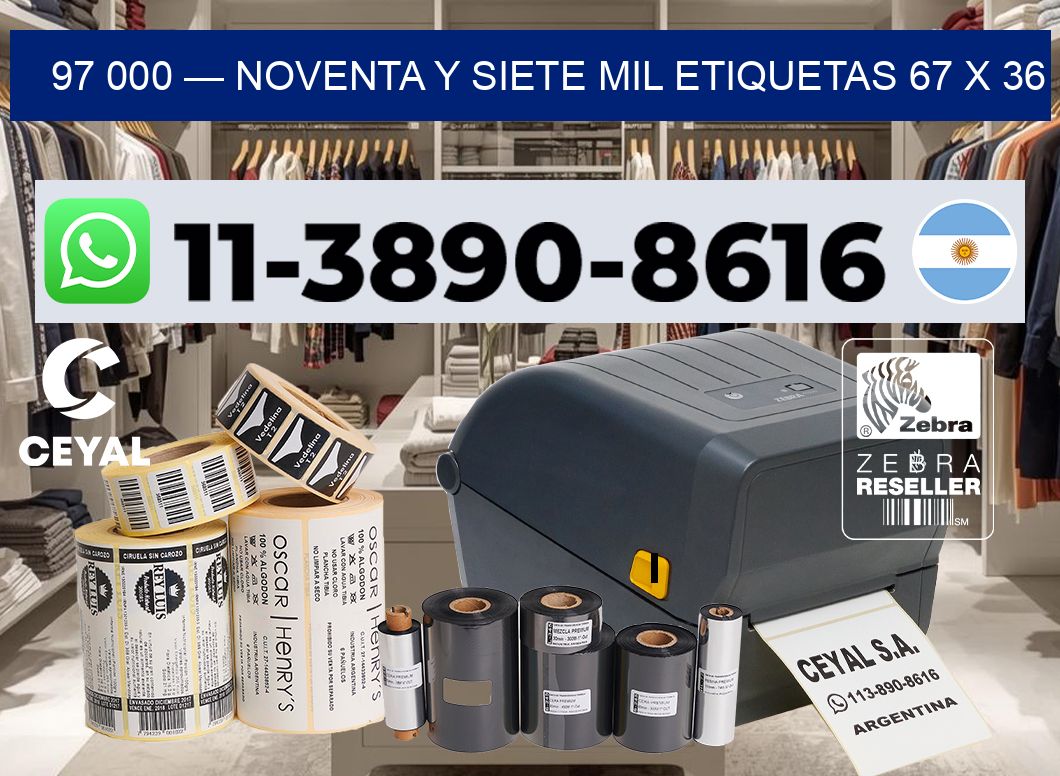 97 000 — noventa y siete mil etiquetas 67 x 36