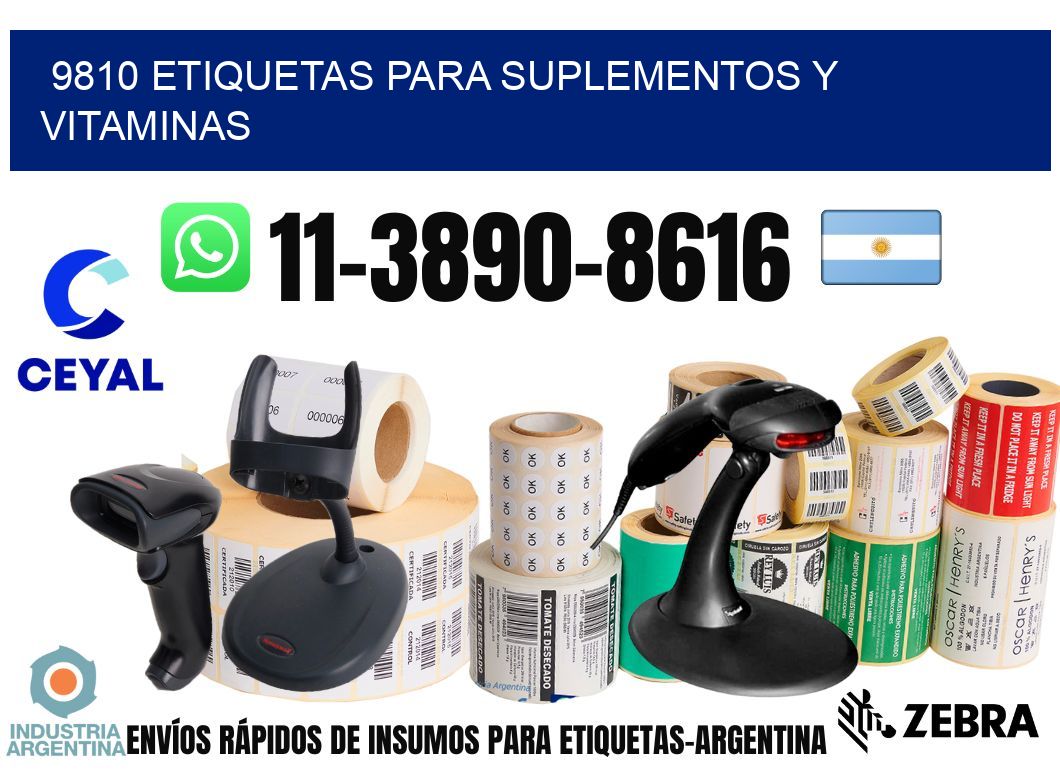 9810 Etiquetas para suplementos y vitaminas