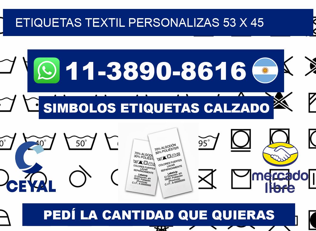 ETIQUETAS TEXTIL PERSONALIZAS 53 x 45