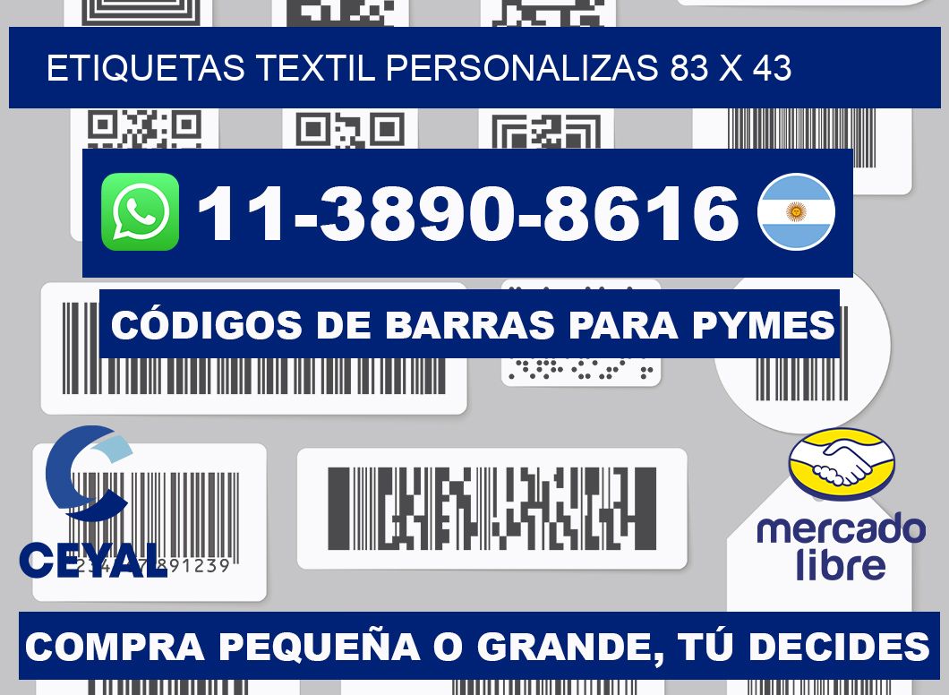 ETIQUETAS TEXTIL PERSONALIZAS 83 x 43