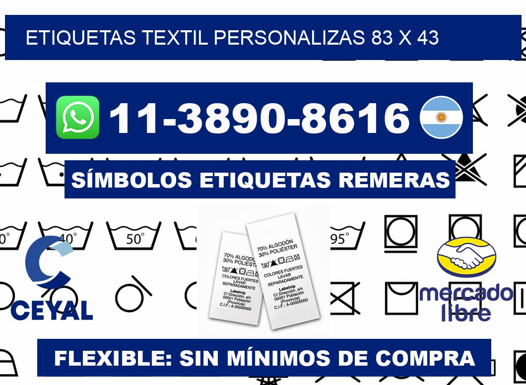 ETIQUETAS TEXTIL PERSONALIZAS 83 x 43